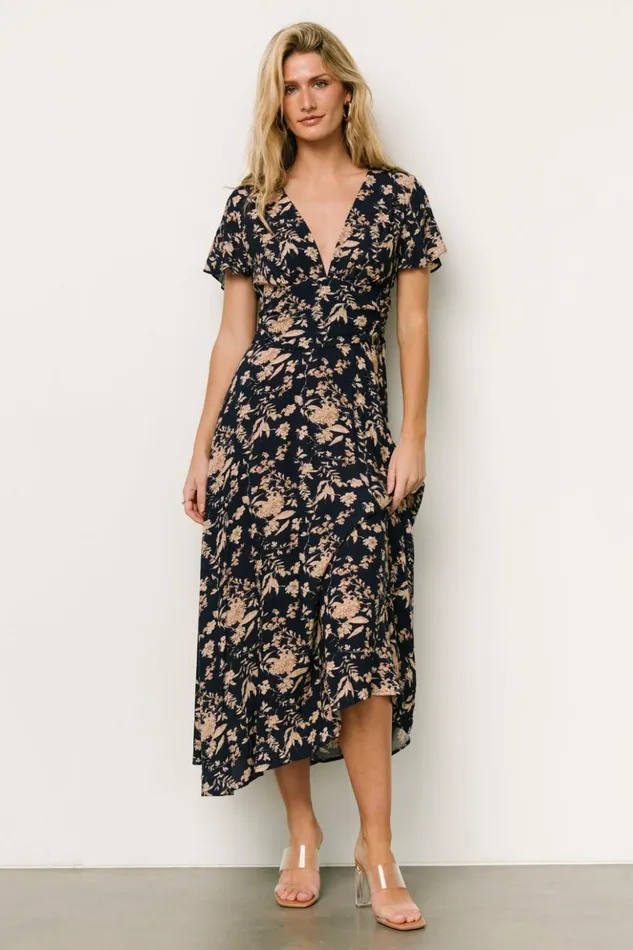 Baltic Born Midi Dresses Ellen Midi Dress Navy Print 8211 Women Baltic Born Midi Dresses Ellen Midi Dress Navy Print 8211 Women