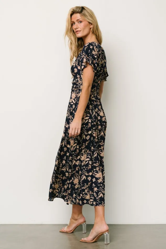 Baltic Born Midi Dresses Ellen Midi Dress Navy Print 8211 Women Baltic Born Midi Dresses Ellen Midi Dress Navy Print 8211 Women
