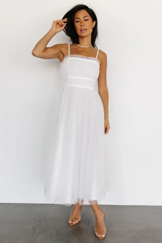 Baltic Born Midi Dresses Elsie Tulle Midi Dress White 8211 Women Baltic Born Midi Dresses Elsie Tulle Midi Dress White 8211 Women