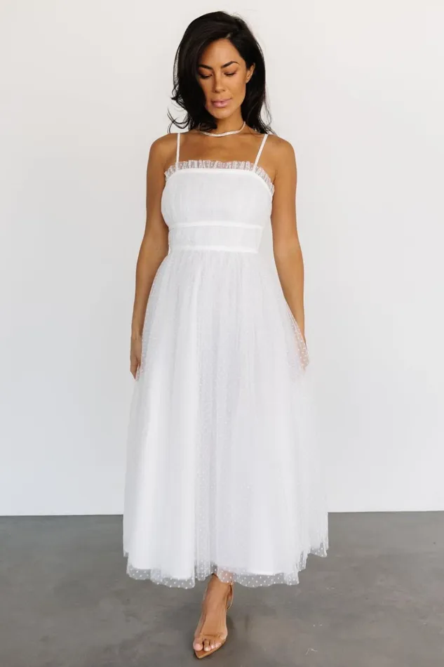 Baltic Born Midi Dresses Elsie Tulle Midi Dress White 8211 Women Baltic Born Midi Dresses Elsie Tulle Midi Dress White 8211 Women