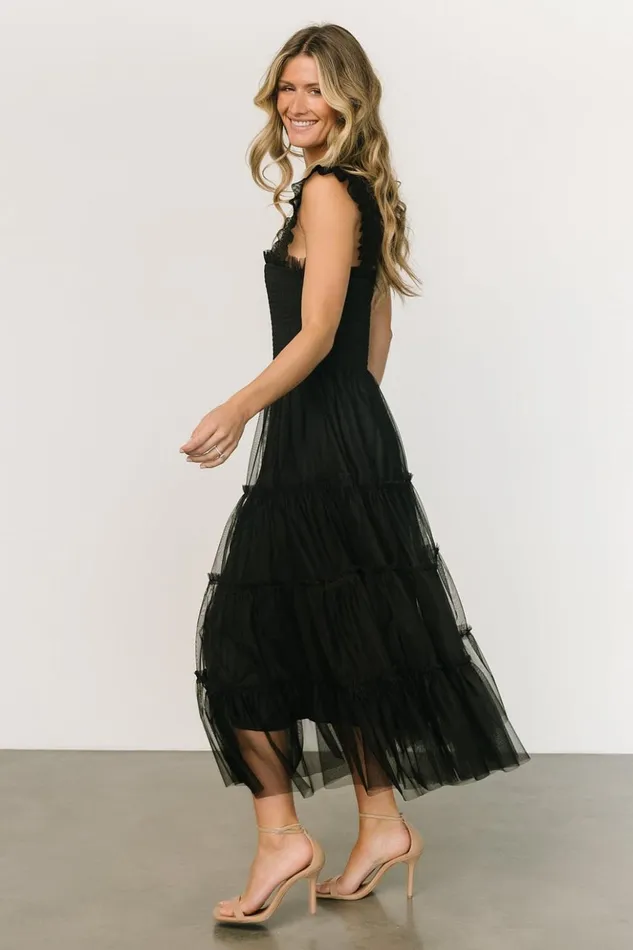 Baltic Born Midi Dresses Emma Smocked Tulle Dress Black 8211 Women Baltic Born Midi Dresses Emma Smocked Tulle Dress Black 8211 Women