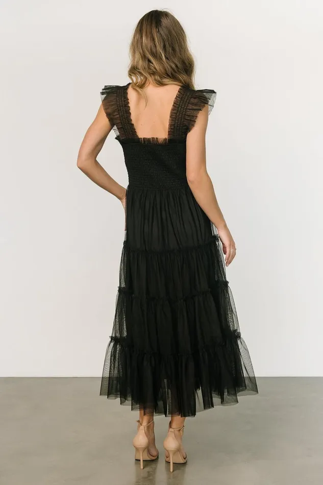 Baltic Born Midi Dresses Emma Smocked Tulle Dress Black 8211 Women Baltic Born Midi Dresses Emma Smocked Tulle Dress Black 8211 Women