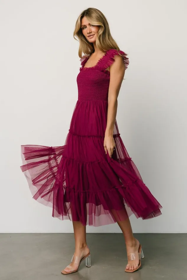 Baltic Born Midi Dresses Emma Smocked Tulle Dress Boysenberry 8211 Women
