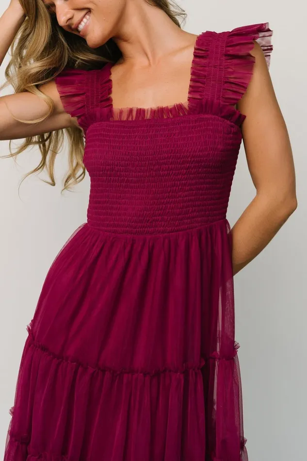 Baltic Born Midi Dresses Emma Smocked Tulle Dress Boysenberry 8211 Women Baltic Born Midi Dresses Emma Smocked Tulle Dress Boysenberry 8211 Women