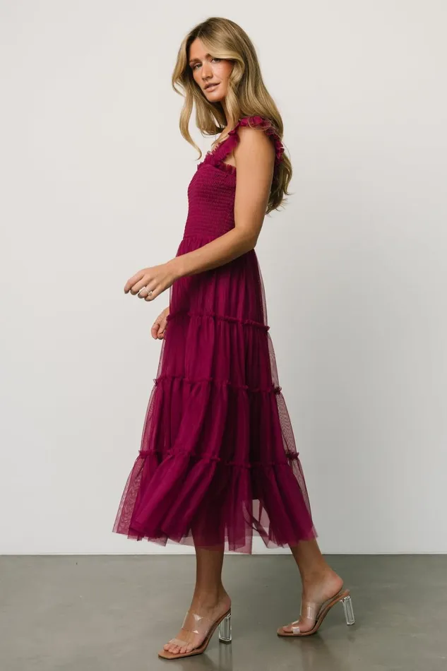 Baltic Born Midi Dresses Emma Smocked Tulle Dress Boysenberry 8211 Women Baltic Born Midi Dresses Emma Smocked Tulle Dress Boysenberry 8211 Women