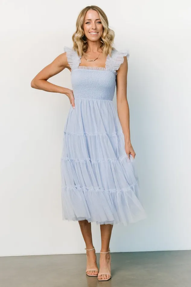 Baltic Born Midi Dresses Emma Smocked Tulle Dress Light Blue 8211 Women
