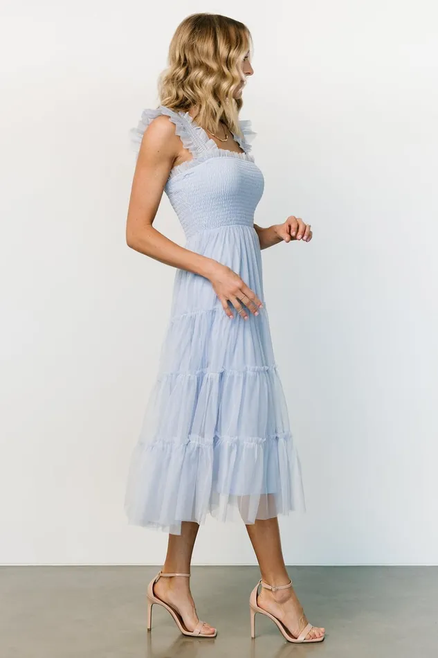 Baltic Born Midi Dresses Emma Smocked Tulle Dress Light Blue 8211 Women Baltic Born Midi Dresses Emma Smocked Tulle Dress Light Blue 8211 Women