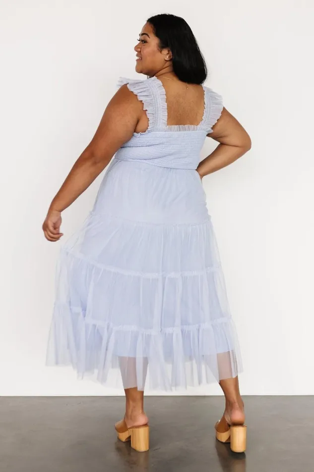 Baltic Born Midi Dresses Emma Smocked Tulle Dress Light Blue 8211 Women Baltic Born Midi Dresses Emma Smocked Tulle Dress Light Blue 8211 Women