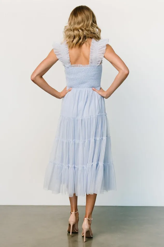 Baltic Born Midi Dresses Emma Smocked Tulle Dress Light Blue 8211 Women Baltic Born Midi Dresses Emma Smocked Tulle Dress Light Blue 8211 Women