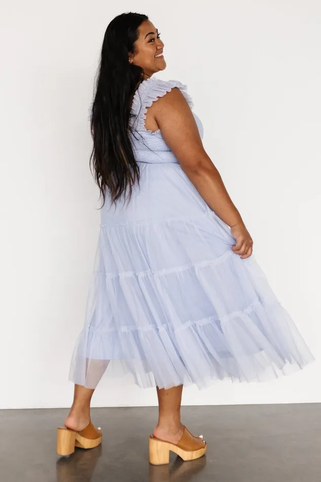 Baltic Born Midi Dresses Emma Smocked Tulle Dress Light Blue 8211 Women Baltic Born Midi Dresses Emma Smocked Tulle Dress Light Blue 8211 Women