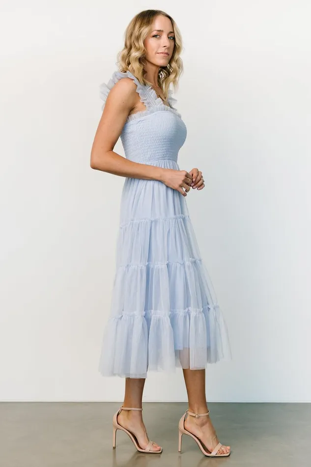 Baltic Born Midi Dresses Emma Smocked Tulle Dress Light Blue 8211 Women Baltic Born Midi Dresses Emma Smocked Tulle Dress Light Blue 8211 Women