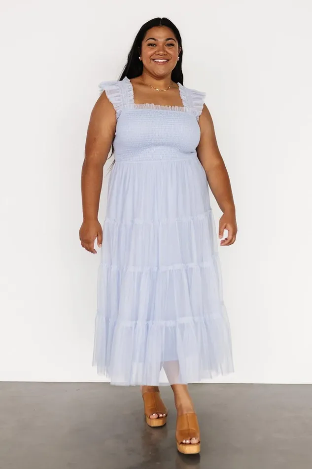 Baltic Born Midi Dresses Emma Smocked Tulle Dress Light Blue 8211 Women Baltic Born Midi Dresses Emma Smocked Tulle Dress Light Blue 8211 Women