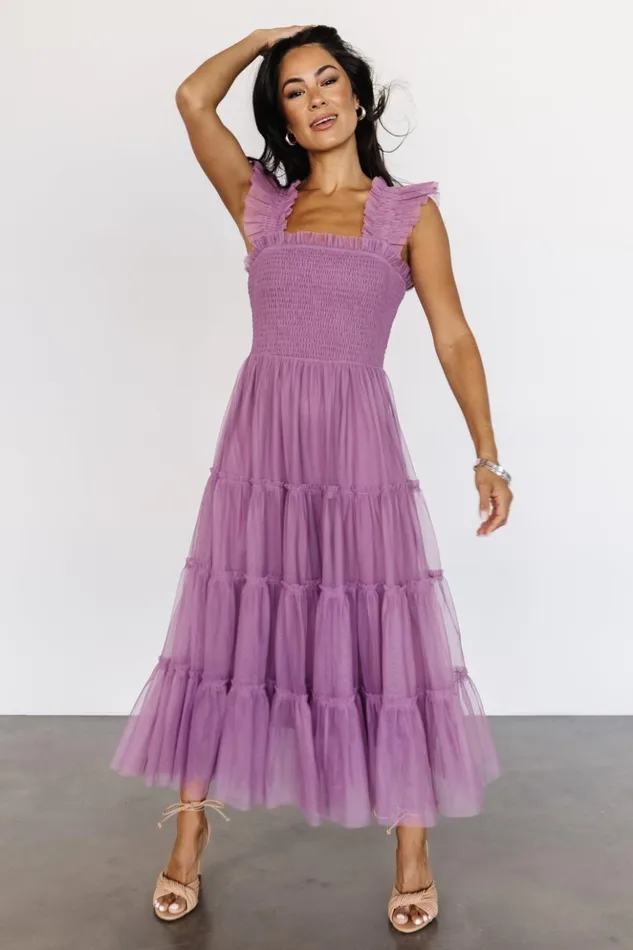 Baltic Born Midi Dresses Emma Smocked Tulle Dress Orchid 8211 Women
