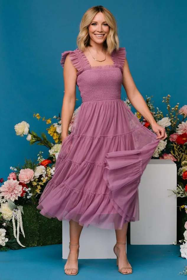 Baltic Born Midi Dresses Emma Smocked Tulle Dress Orchid 8211 Women Baltic Born Midi Dresses Emma Smocked Tulle Dress Orchid 8211 Women