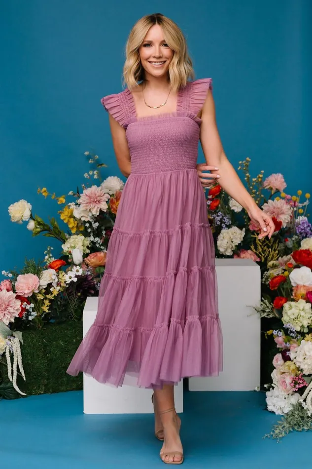 Baltic Born Midi Dresses Emma Smocked Tulle Dress Orchid 8211 Women Baltic Born Midi Dresses Emma Smocked Tulle Dress Orchid 8211 Women