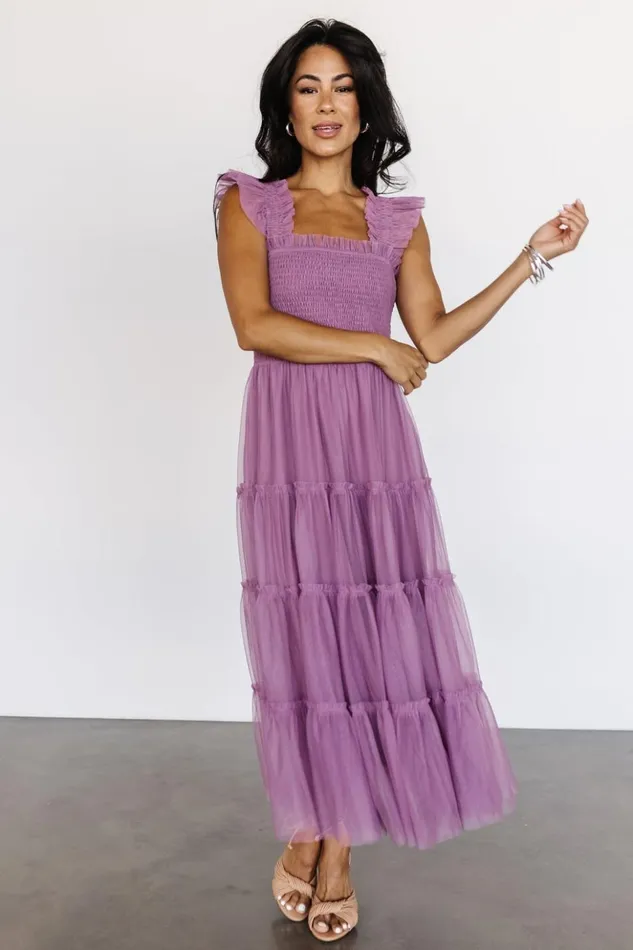 Baltic Born Midi Dresses Emma Smocked Tulle Dress Orchid 8211 Women Baltic Born Midi Dresses Emma Smocked Tulle Dress Orchid 8211 Women