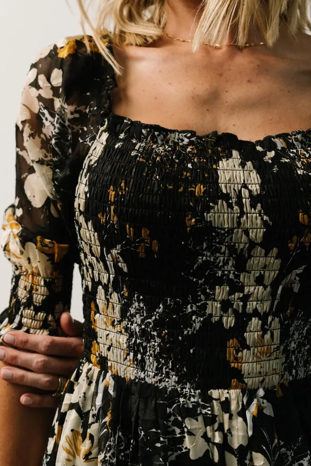 Baltic Born Midi Dresses Fabian Jacquard Midi Dress Black Floral 8211 Women Baltic Born Midi Dresses Fabian Jacquard Midi Dress Black Floral 8211 Women