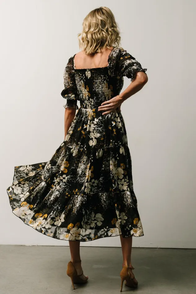 Baltic Born Midi Dresses Fabian Jacquard Midi Dress Black Floral 8211 Women Baltic Born Midi Dresses Fabian Jacquard Midi Dress Black Floral 8211 Women