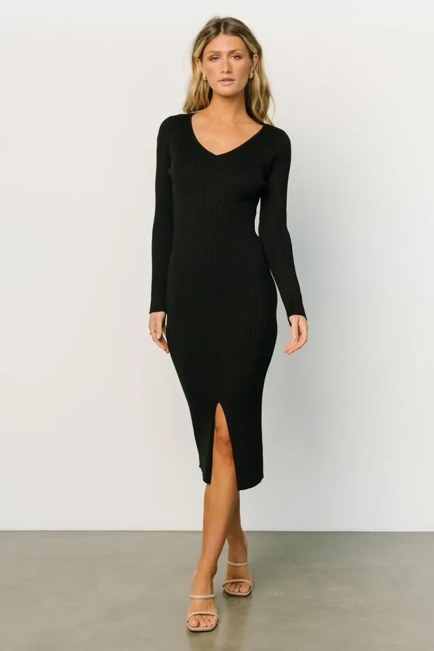 Baltic Born Midi Dresses Fairmount Ribbed Midi Dress Black 8211 Women