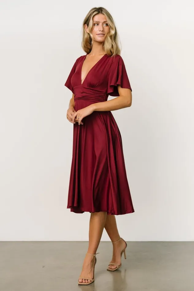 Baltic Born Midi Dresses Janette Midi Dress Wine 8211 Women Baltic Born Midi Dresses Janette Midi Dress Wine 8211 Women
