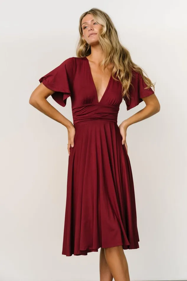 Baltic Born Midi Dresses Janette Midi Dress Wine 8211 Women Baltic Born Midi Dresses Janette Midi Dress Wine 8211 Women