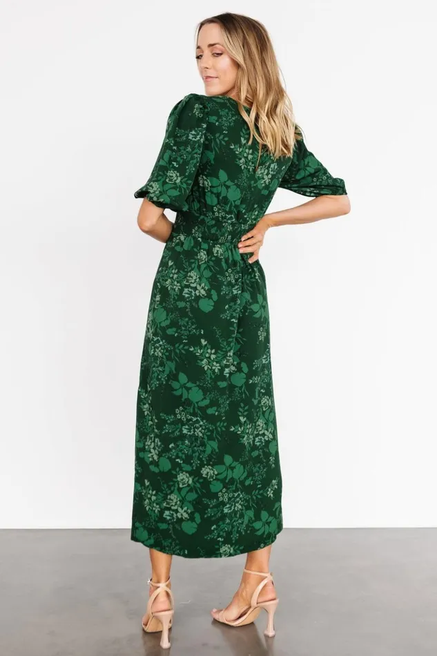 Baltic Born Midi Dresses Janna Midi Dress Emerald Floral 8211 Women Baltic Born Midi Dresses Janna Midi Dress Emerald Floral 8211 Women