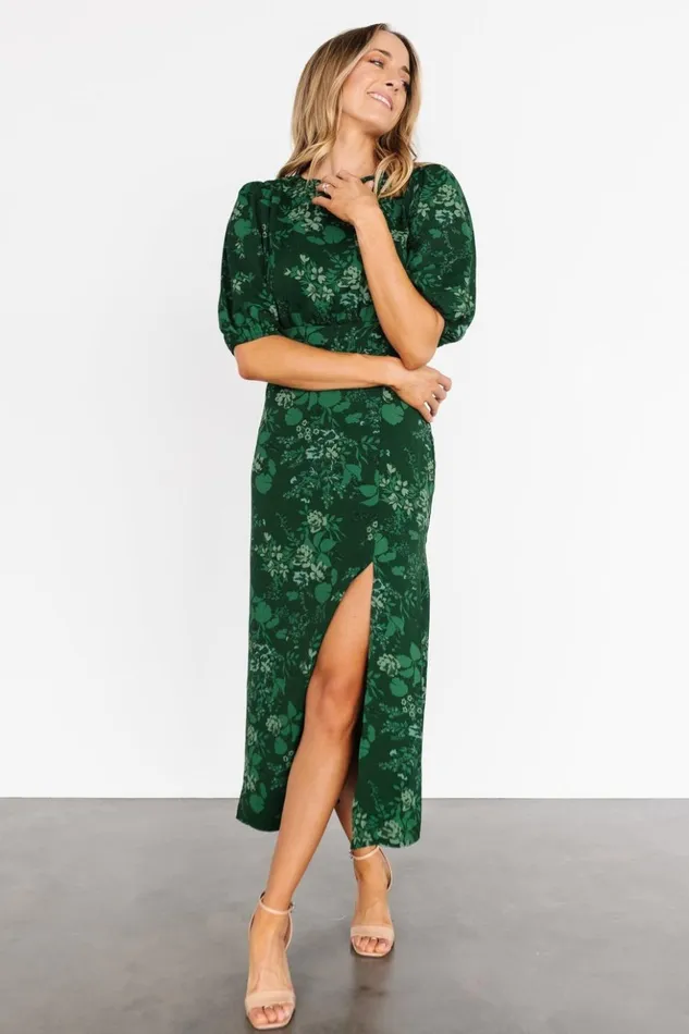 Baltic Born Midi Dresses Janna Midi Dress Emerald Floral 8211 Women Baltic Born Midi Dresses Janna Midi Dress Emerald Floral 8211 Women