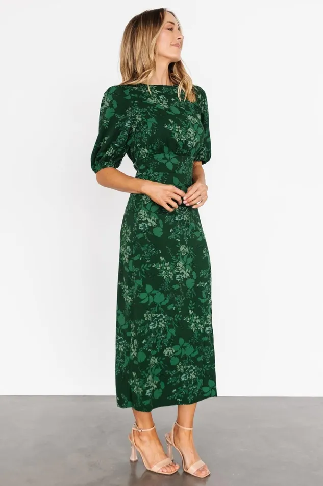 Baltic Born Midi Dresses Janna Midi Dress Emerald Floral 8211 Women Baltic Born Midi Dresses Janna Midi Dress Emerald Floral 8211 Women
