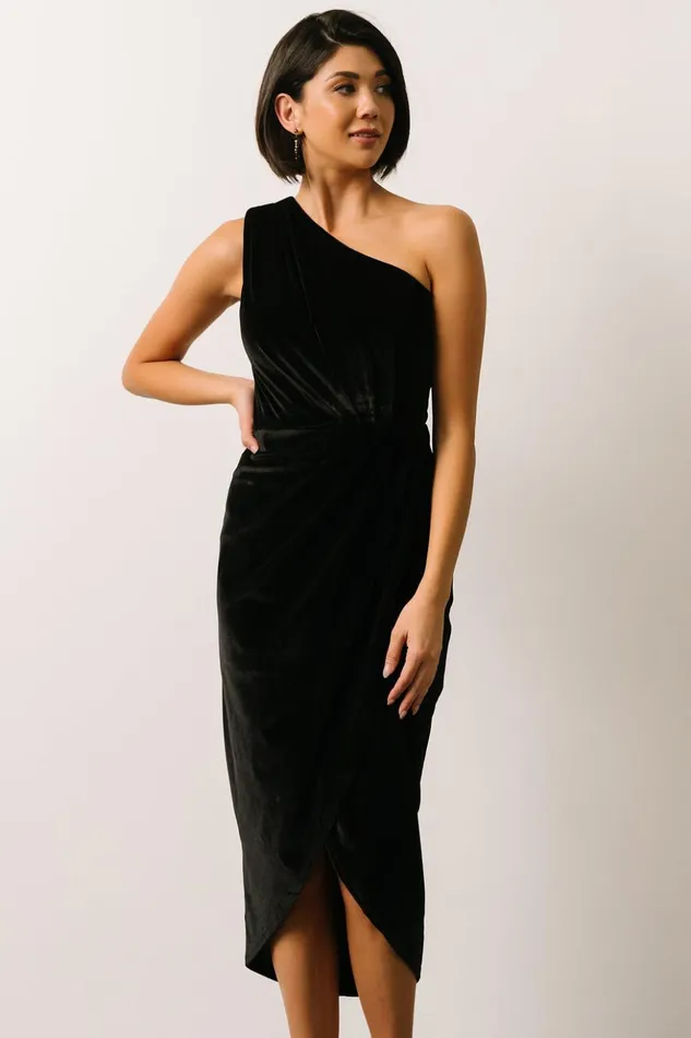 Baltic Born Midi Dresses Kourtney Velvet One Shoulder Midi Dress Black 8211 Women Baltic Born Midi Dresses Kourtney Velvet One Shoulder Midi Dress Black 8211 Women