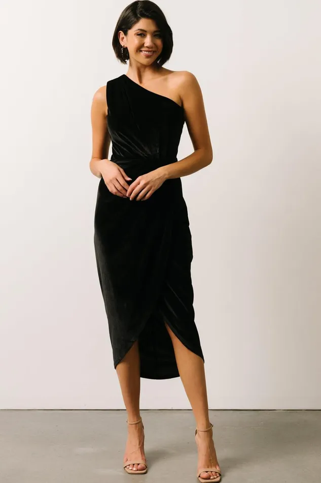 Baltic Born Midi Dresses Kourtney Velvet One Shoulder Midi Dress Black 8211 Women Baltic Born Midi Dresses Kourtney Velvet One Shoulder Midi Dress Black 8211 Women