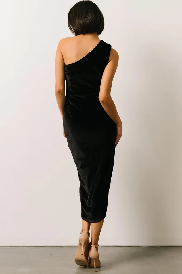 Baltic Born Midi Dresses Kourtney Velvet One Shoulder Midi Dress Black 8211 Women Baltic Born Midi Dresses Kourtney Velvet One Shoulder Midi Dress Black 8211 Women