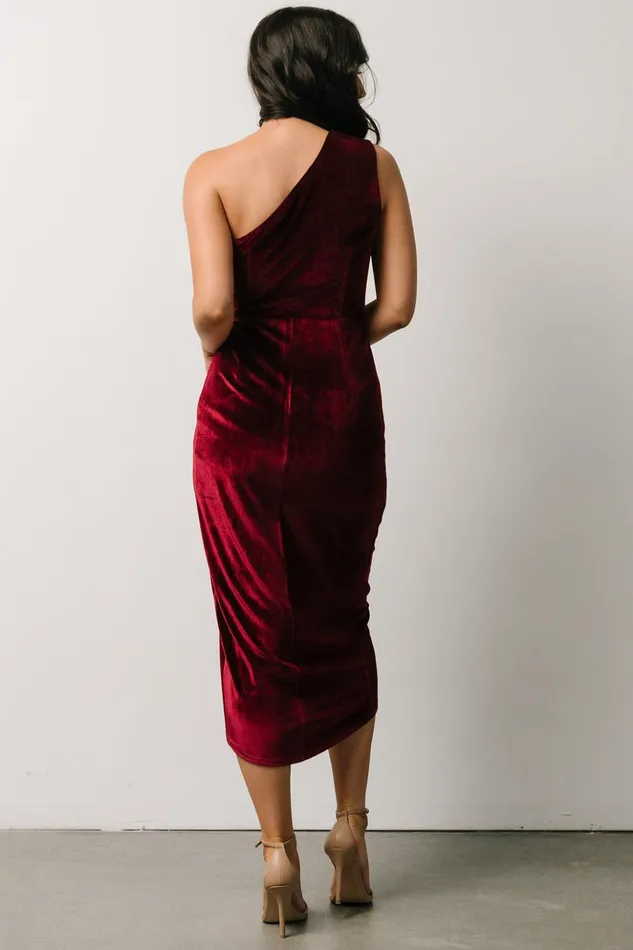 Baltic Born Midi Dresses Kourtney Velvet One Shoulder Midi Dress Merlot 8211 Women Baltic Born Midi Dresses Kourtney Velvet One Shoulder Midi Dress Merlot 8211 Women