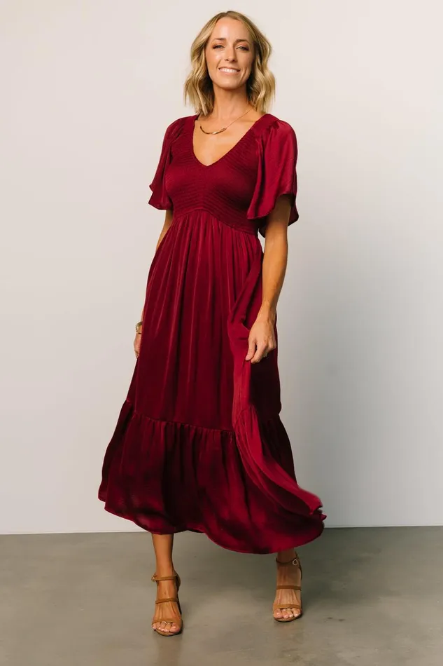 Baltic Born Midi Dresses Lovell Smocked Midi Dress Wine 8211 Women