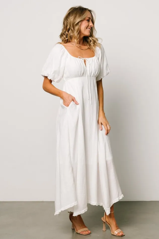 Baltic Born Midi Dresses Meredee Puff Sleeve Dress Off White 8211 Women