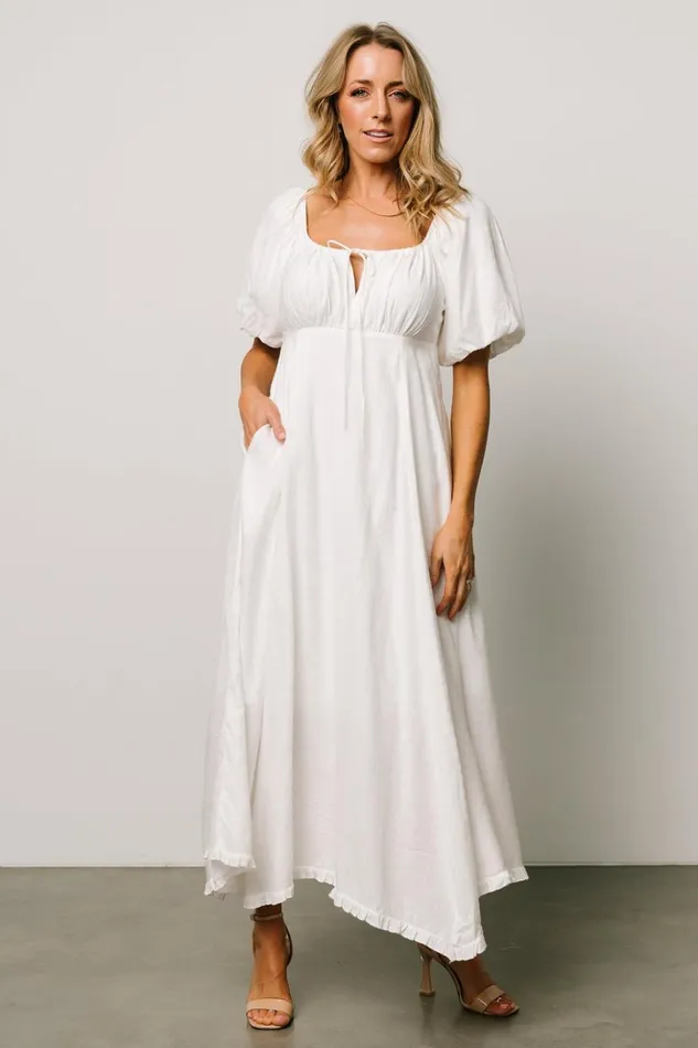 Baltic Born Midi Dresses Meredee Puff Sleeve Dress Off White 8211 Women Baltic Born Midi Dresses Meredee Puff Sleeve Dress Off White 8211 Women