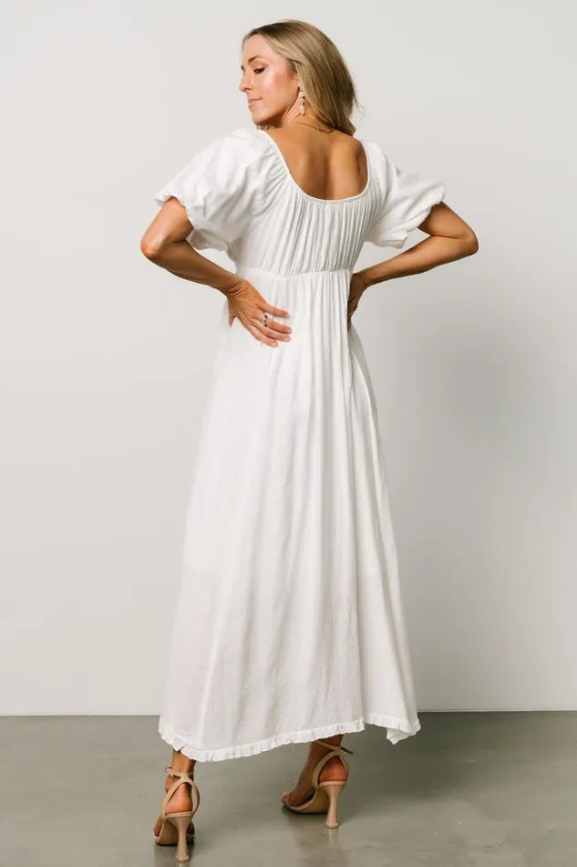 Baltic Born Midi Dresses Meredee Puff Sleeve Dress Off White 8211 Women Baltic Born Midi Dresses Meredee Puff Sleeve Dress Off White 8211 Women