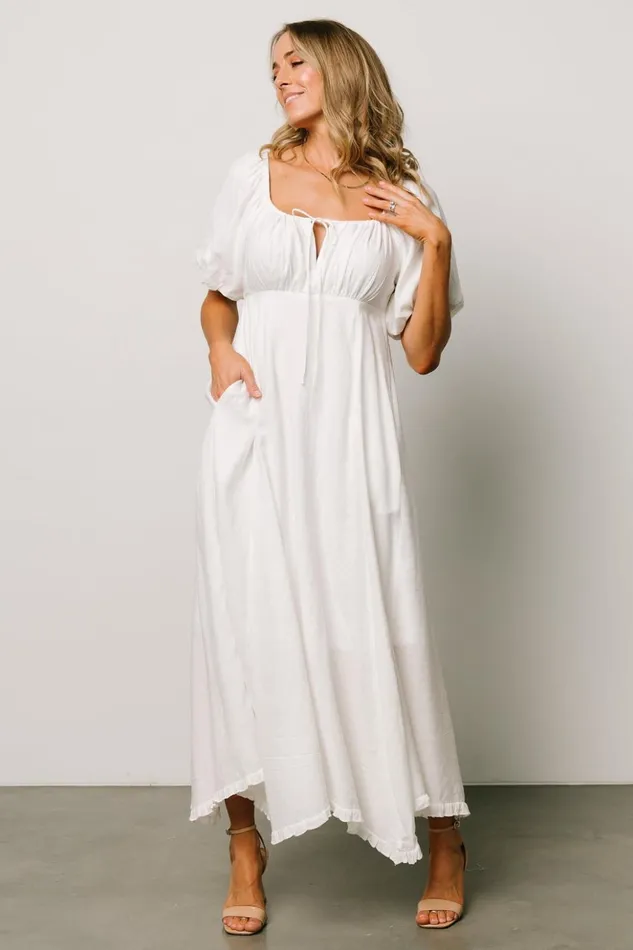 Baltic Born Midi Dresses Meredee Puff Sleeve Dress Off White 8211 Women Baltic Born Midi Dresses Meredee Puff Sleeve Dress Off White 8211 Women
