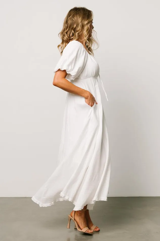 Baltic Born Midi Dresses Meredee Puff Sleeve Dress Off White 8211 Women Baltic Born Midi Dresses Meredee Puff Sleeve Dress Off White 8211 Women