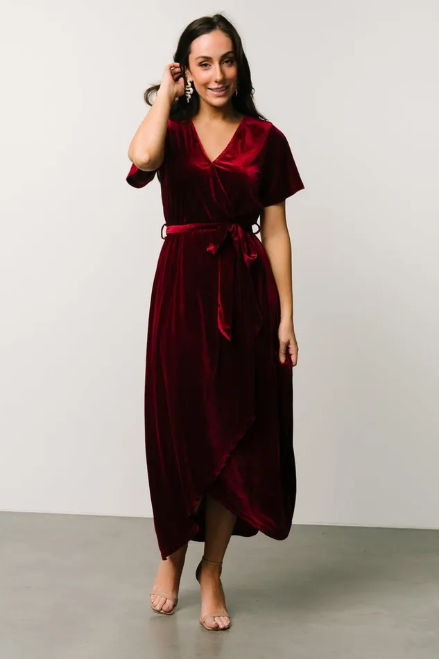 Baltic Born Midi Dresses Nadine Velvet Midi Dress Merlot 8211 Women Baltic Born Midi Dresses Nadine Velvet Midi Dress Merlot 8211 Women