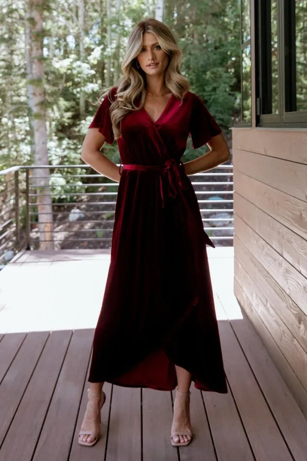 Baltic Born Midi Dresses Nadine Velvet Midi Dress Merlot 8211 Women Baltic Born Midi Dresses Nadine Velvet Midi Dress Merlot 8211 Women