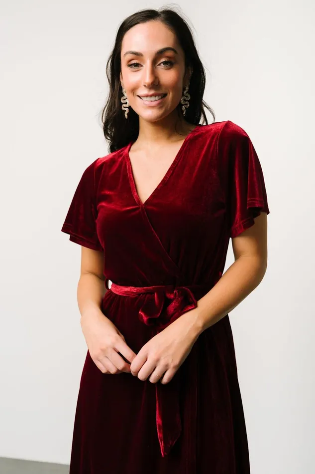 Baltic Born Midi Dresses Nadine Velvet Midi Dress Merlot 8211 Women Baltic Born Midi Dresses Nadine Velvet Midi Dress Merlot 8211 Women