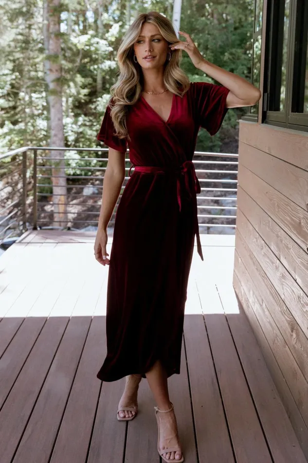 Baltic Born Midi Dresses Nadine Velvet Midi Dress Merlot 8211 Women Baltic Born Midi Dresses Nadine Velvet Midi Dress Merlot 8211 Women
