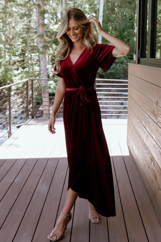 Baltic Born Midi Dresses Nadine Velvet Midi Dress Merlot 8211 Women Baltic Born Midi Dresses Nadine Velvet Midi Dress Merlot 8211 Women