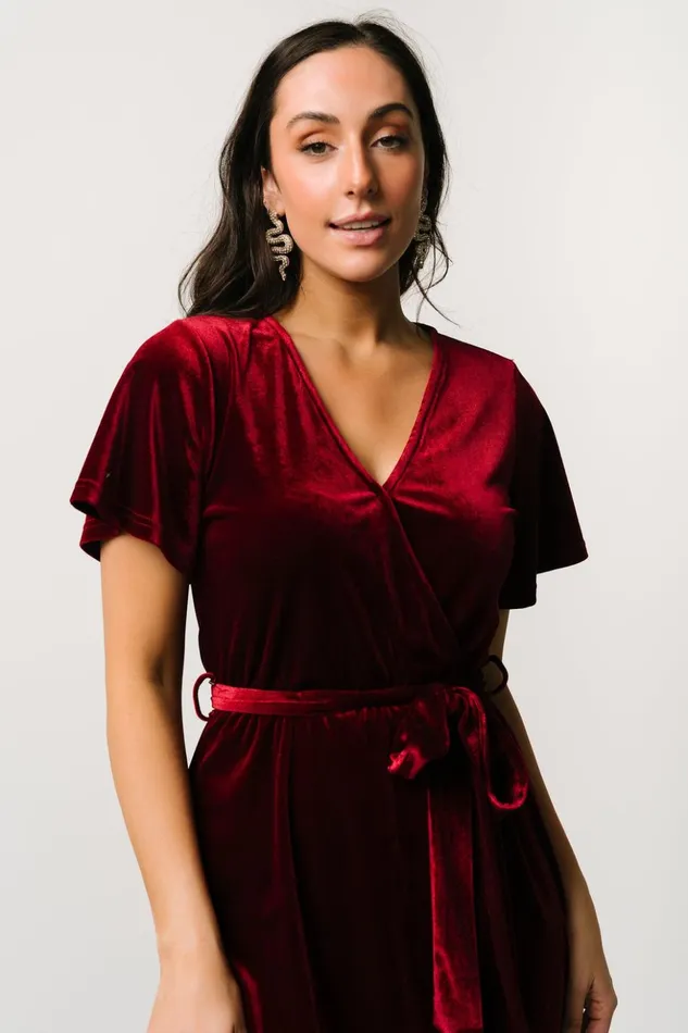 Baltic Born Midi Dresses Nadine Velvet Midi Dress Merlot 8211 Women Baltic Born Midi Dresses Nadine Velvet Midi Dress Merlot 8211 Women