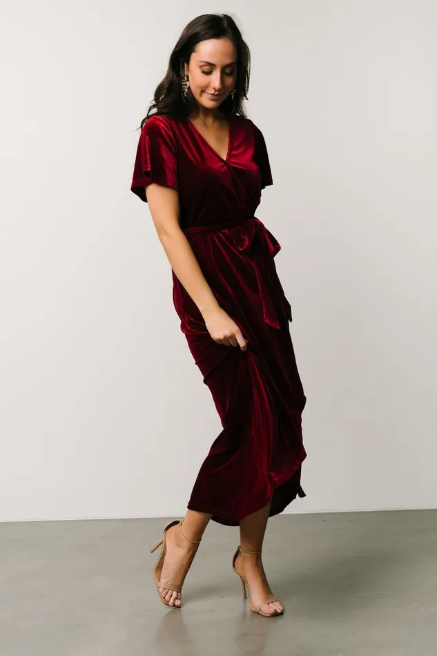 Baltic Born Midi Dresses Nadine Velvet Midi Dress Merlot 8211 Women Baltic Born Midi Dresses Nadine Velvet Midi Dress Merlot 8211 Women