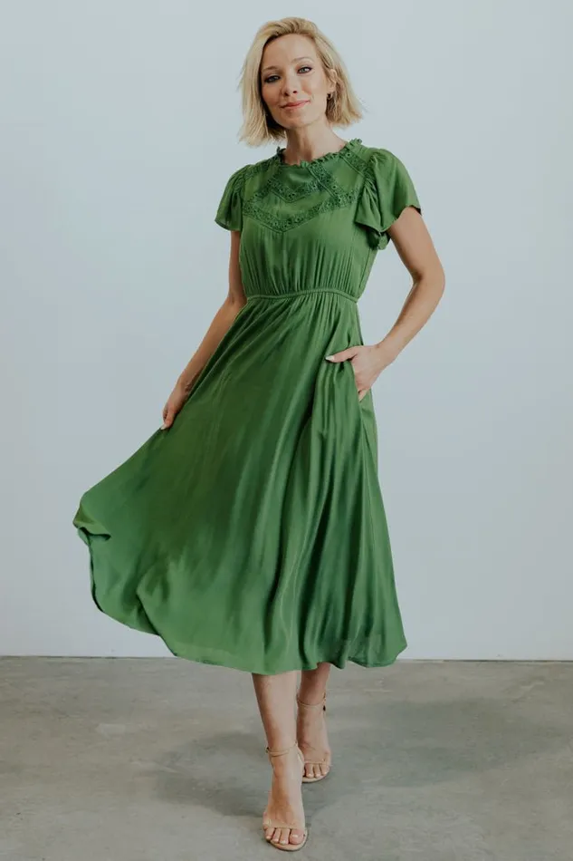 Baltic Born Midi Dresses Prestyn Midi Dress Green 8211 Women Baltic Born Midi Dresses Prestyn Midi Dress Green 8211 Women