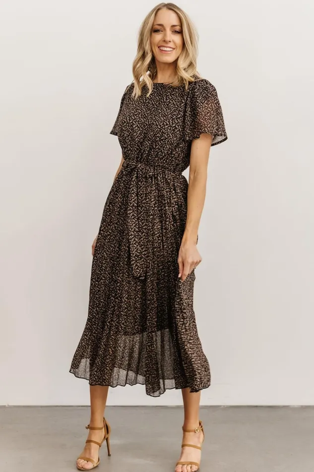 Baltic Born Midi Dresses Prim Pleated Dress Black Print 8211 Women