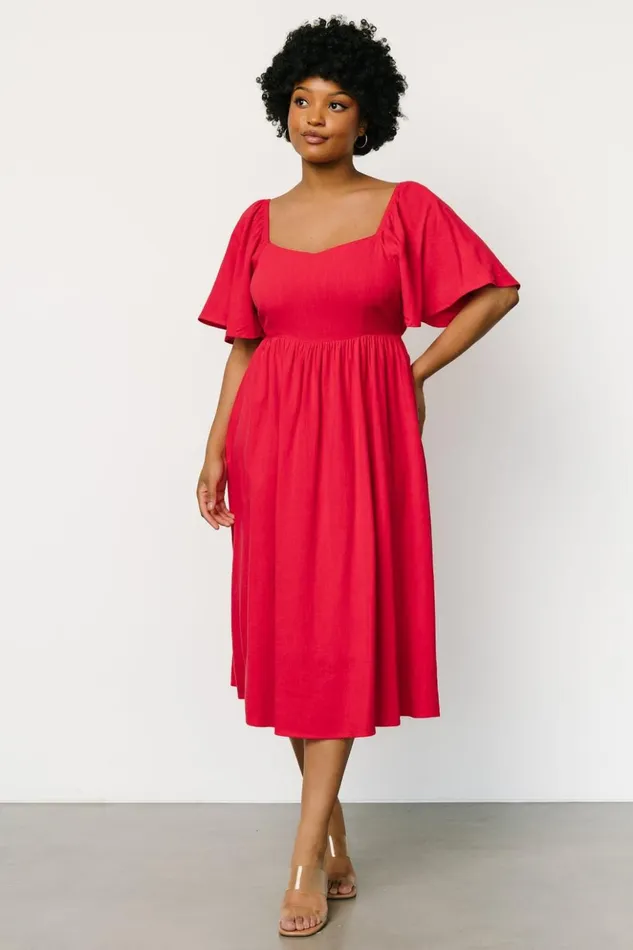 Baltic Born Midi Dresses Raquel Back Tie Midi Dress Red 8211 Women