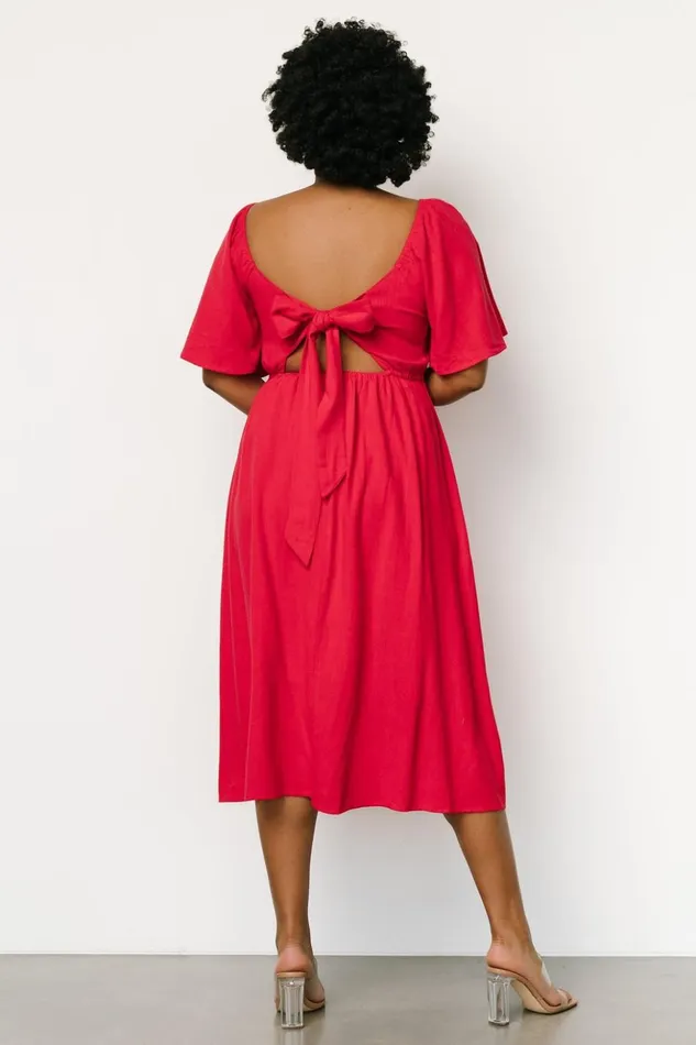 Baltic Born Midi Dresses Raquel Back Tie Midi Dress Red 8211 Women Baltic Born Midi Dresses Raquel Back Tie Midi Dress Red 8211 Women