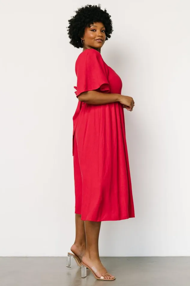 Baltic Born Midi Dresses Raquel Back Tie Midi Dress Red 8211 Women Baltic Born Midi Dresses Raquel Back Tie Midi Dress Red 8211 Women